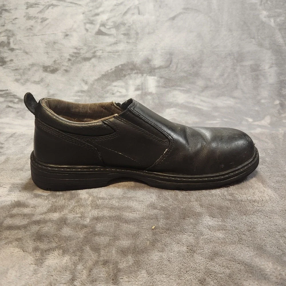 Caterpillar Shoes Mens 8.5 Wide Black Leather Conclude Slip-On Steel Toe  P90098